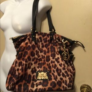 Juicy Couture Leopard &black leather trim handbag